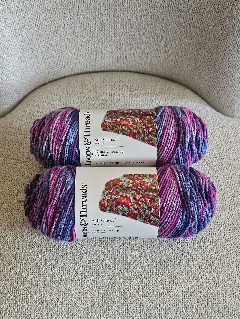 NWT 2-skein Bundle Loops & Threads Soft Classic Multicolor Acrylic Yarn